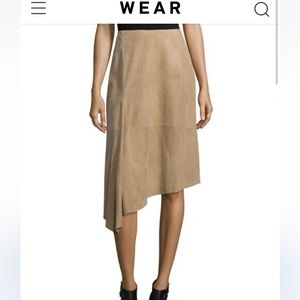 NWT Lafayette 148 leather suede skirt in beige camel  SZ 12